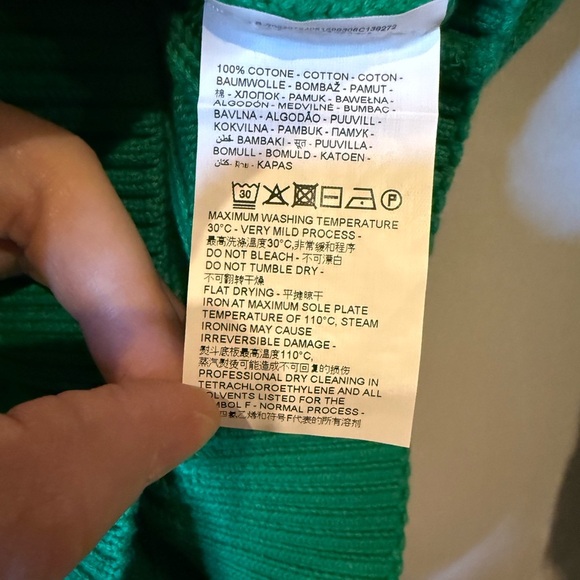 Piombo Men’s XXL Green Cotton Cable Knit Sweater – Classic Knitwear - Picture 3 of 3